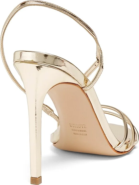 Women's Inez 100MM Metallic Leather Sandals - Platina - Size 6.5 - Image 3