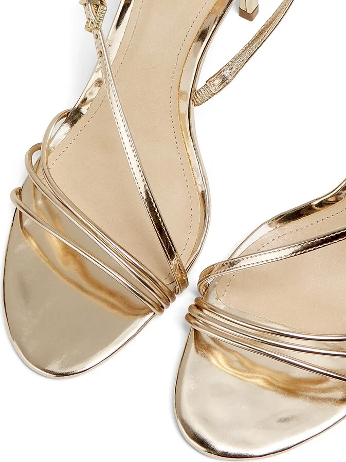 Women's Inez 100MM Metallic Leather Sandals - Platina - Size 6.5 - Image 4