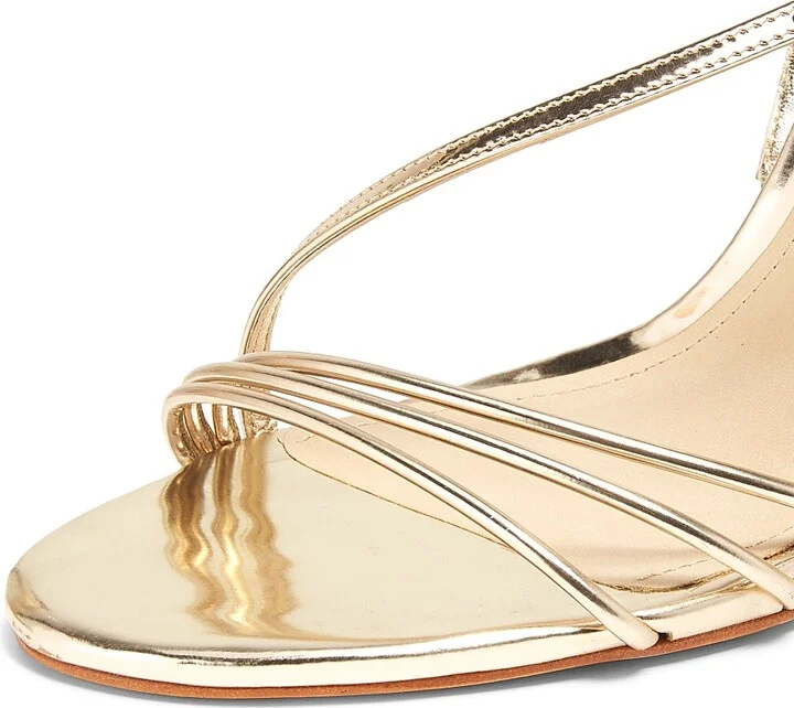 Women's Inez 100MM Metallic Leather Sandals - Platina - Size 6.5 - Image 6