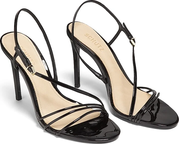 Women's Inez 100MM Patent Leather Sandals - Black - Size 6.5 - Image 2