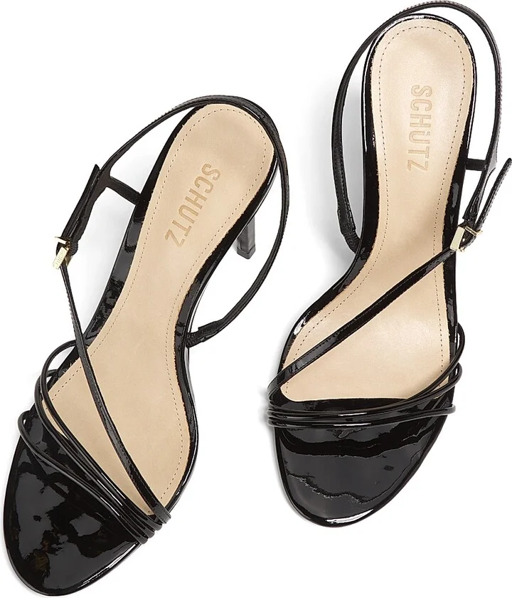 Women's Inez 100MM Patent Leather Sandals - Black - Size 6.5 - Image 4