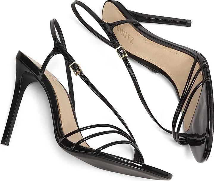 Women's Inez 100MM Patent Leather Sandals - Black - Size 6.5 - Image 6