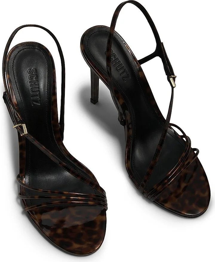 Women's Inez Patent Slingback Heels - Brown - Size 5 - Image 4