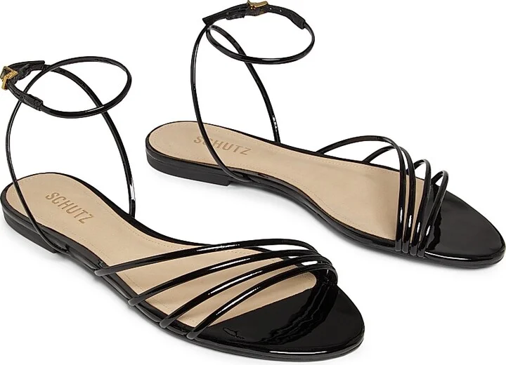Women's Inez Strappy Patent Leather Sandals - Black - Size 6.5 - Image 2