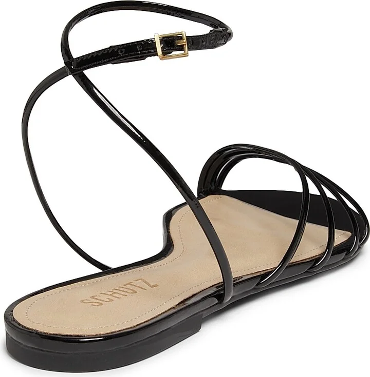 Women's Inez Strappy Patent Leather Sandals - Black - Size 6.5 - Image 3