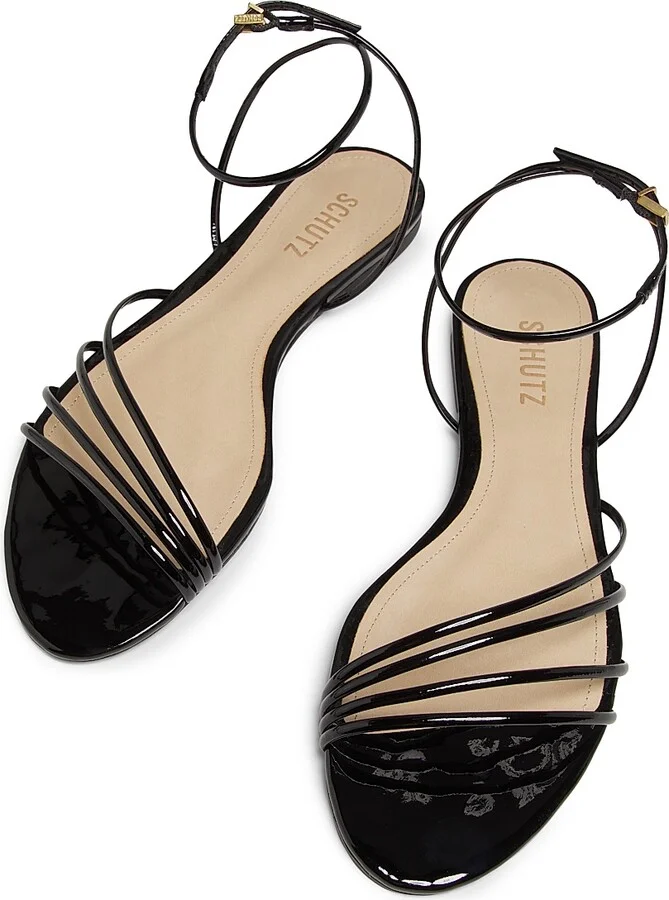 Women's Inez Strappy Patent Leather Sandals - Black - Size 6.5 - Image 4