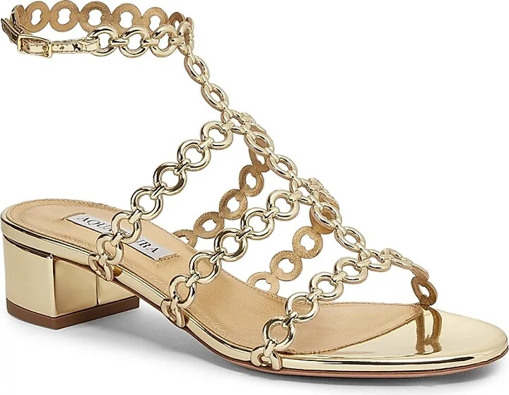 Women's Infinity Chain 35MM Sandals - Soft Gold - Size 5 - Image 2