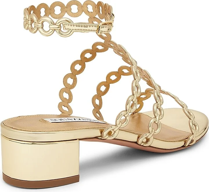 Women's Infinity Chain 35MM Sandals - Soft Gold - Size 5 - Image 3