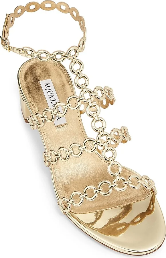 Women's Infinity Chain 35MM Sandals - Soft Gold - Size 5 - Image 4