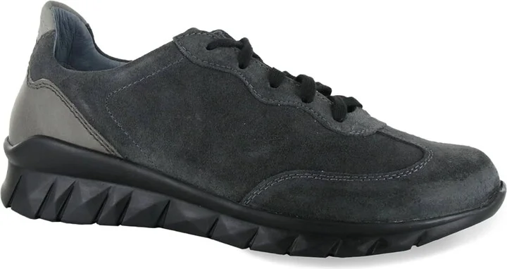 Women's Infinity Lace Up Shoes In Midnight Black Suede Grey Combo