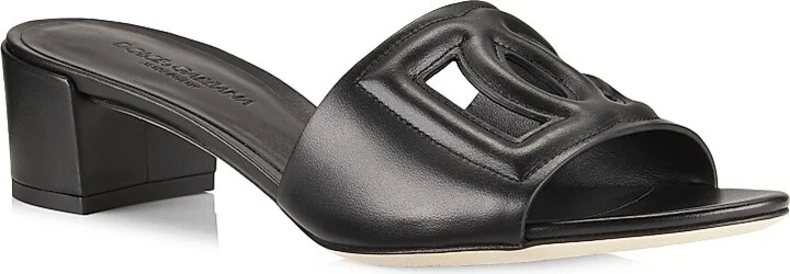 Women's Interlocking DG 40 Leather Mules - Black - Size 5.5 - Image 2