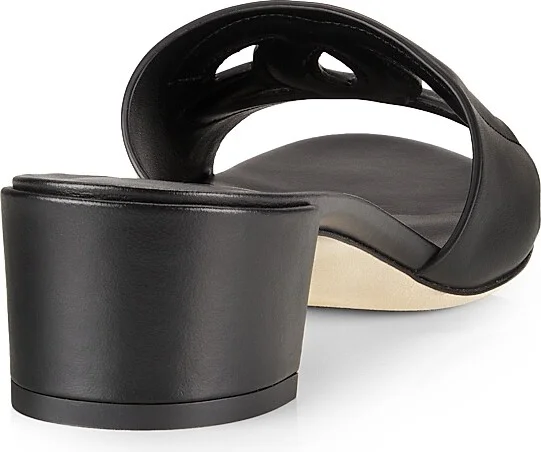 Women's Interlocking DG 40 Leather Mules - Black - Size 5.5 - Image 3