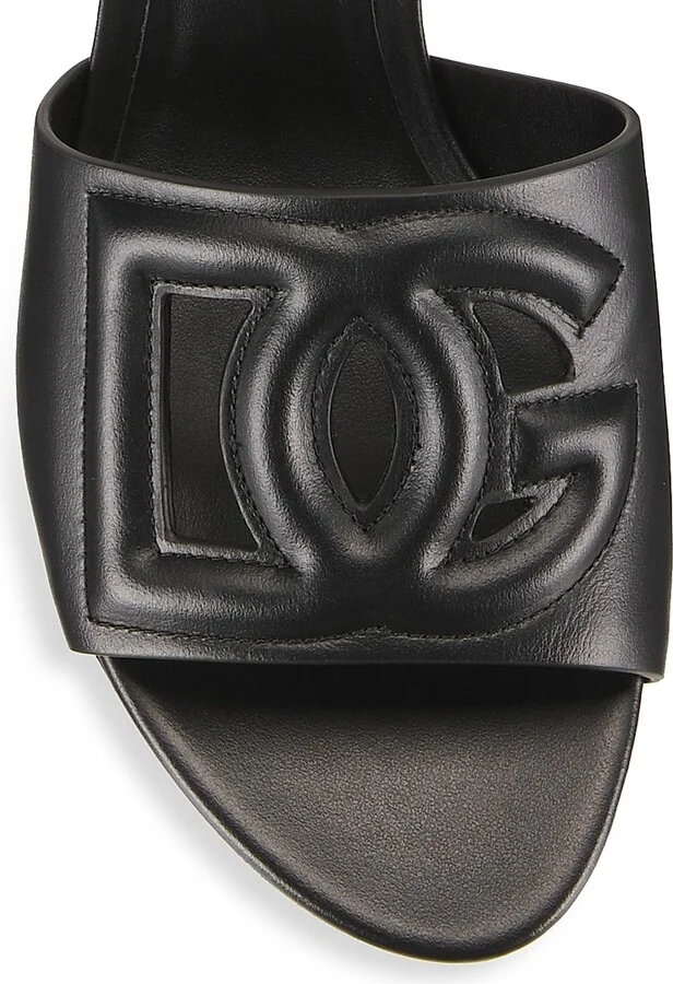 Women's Interlocking DG 40 Leather Mules - Black - Size 5.5 - Image 4