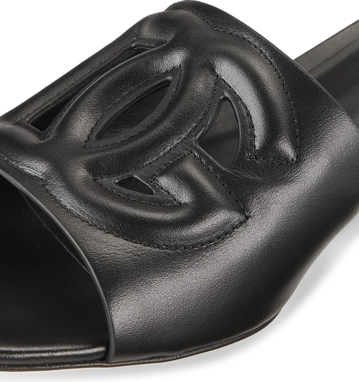Women's Interlocking DG 40 Leather Mules - Black - Size 5.5 - Image 6