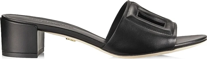 Women's Interlocking DG 40 Leather Mules - Black - Size 5.5