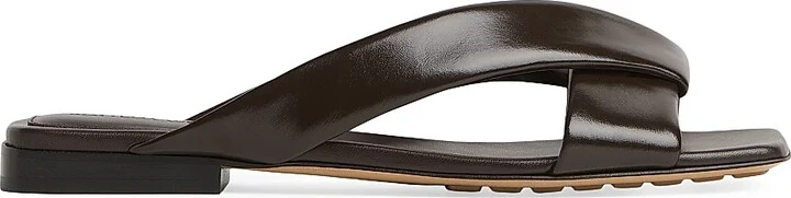 Women's Interwoven Leather Flat Sandals - Fondant - Size 6