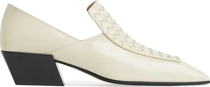 Women's Intrecciato Leather Pumps - Sea Salt - Size 6.5