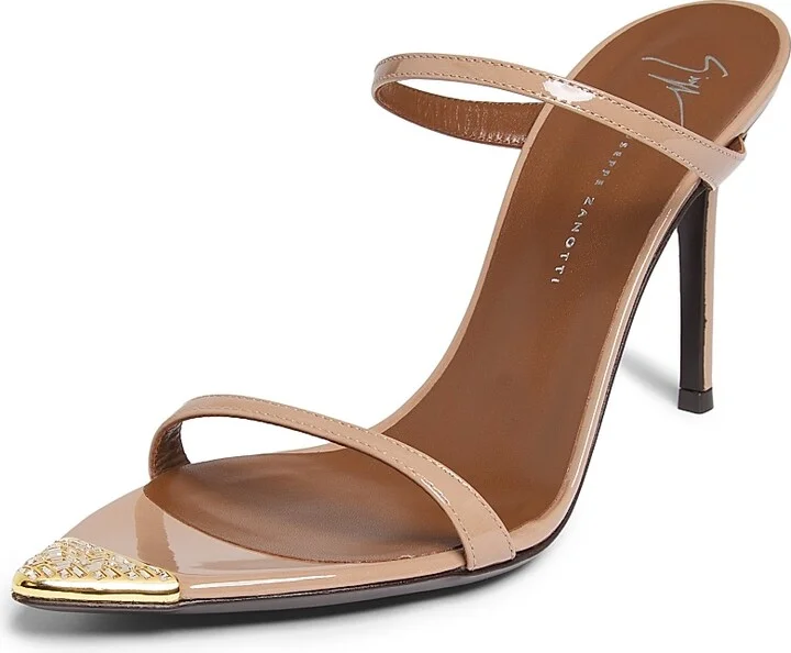 Women's Intrigo 90MM Crystal-Embellished Patent Leather Sandals - Sabbia Oro - Size 6 - Image 2