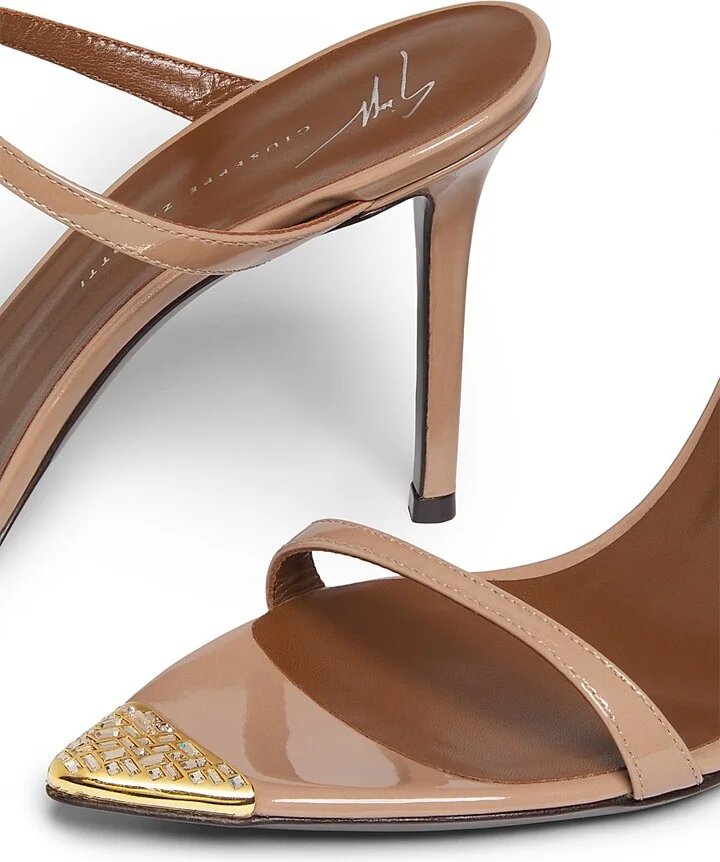 Women's Intrigo 90MM Crystal-Embellished Patent Leather Sandals - Sabbia Oro - Size 6 - Image 5