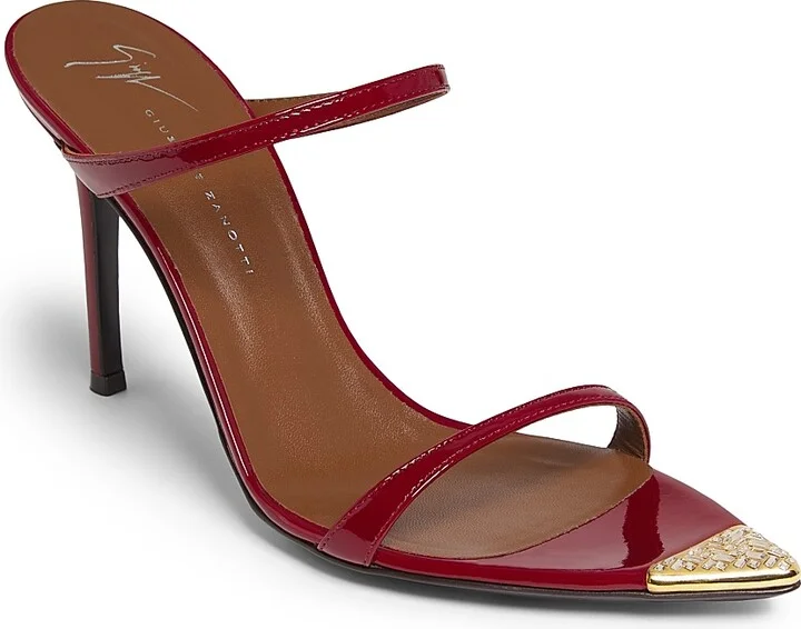 Women's Intrigo 90MM Crystal-Embellished Patent Leather Sandals - Sabbia Oro - Size 6 - Image 7