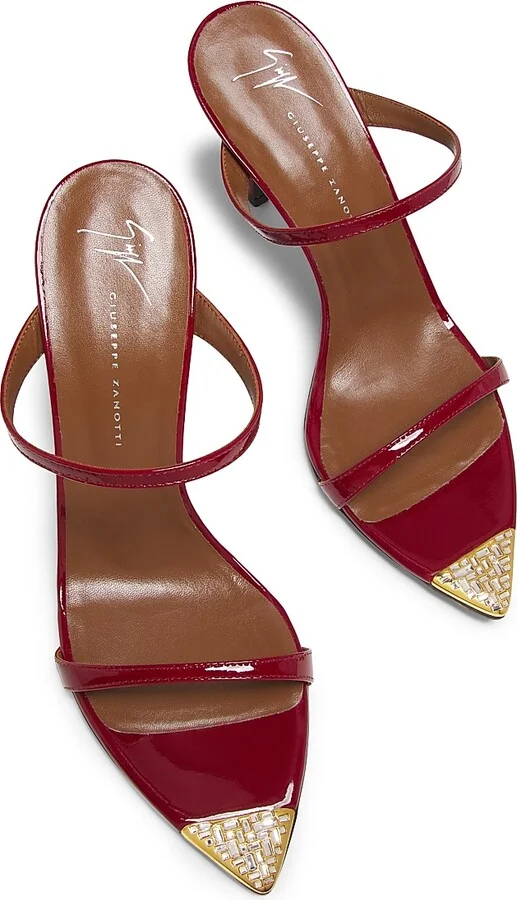 Women's Intrigo 90MM Crystal-Embellished Patent Leather Sandals - Sabbia Oro - Size 6 - Image 9