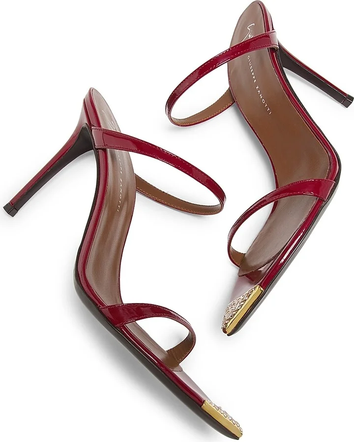Women's Intrigo 90MM Crystal-Embellished Patent Leather Sandals - Sabbia Oro - Size 6 - Image 11
