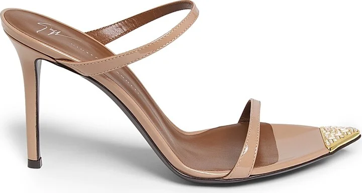 Women's Intrigo 90MM Crystal-Embellished Patent Leather Sandals - Sabbia Oro - Size 6