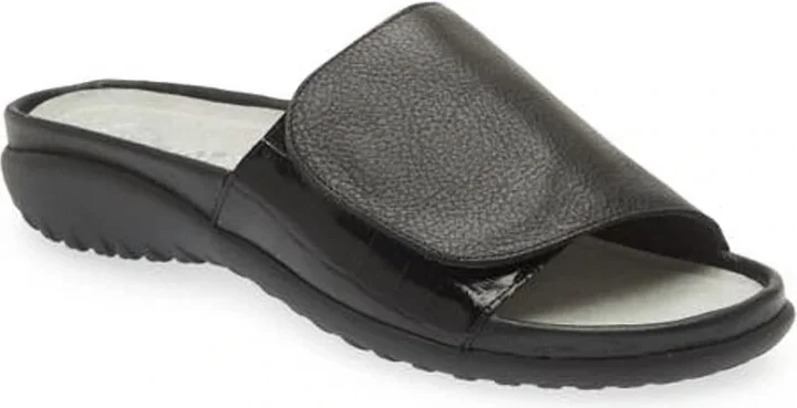 Women's Ipo Slide Sandal In Soft Black Leather/ Black Croc