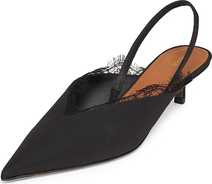 Women's Irena 40MM Crepe de Chine Slingbacks - Black - Size 5 - Image 2