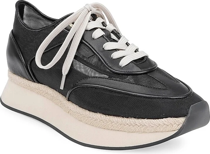 Women's Iris Mesh & Leather Platform Sneakers - Black Mesh - Size 9 - Image 2
