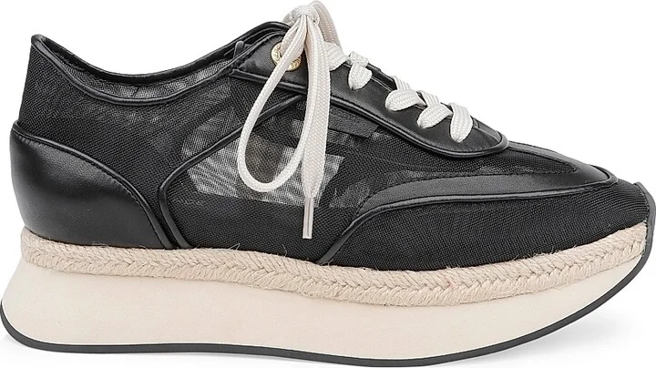 Women's Iris Mesh & Leather Platform Sneakers - Black Mesh - Size 9