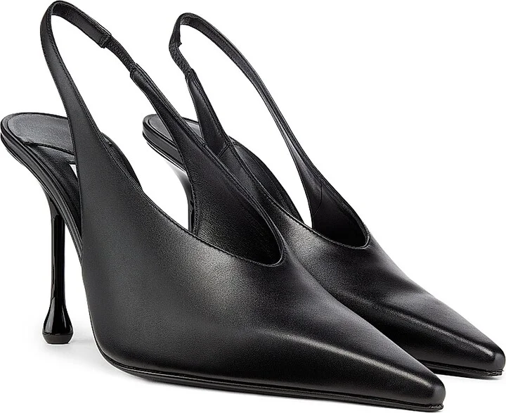 Women's Isa 95MM Leather Slingback Pumps - Black - Size 6 - Image 2