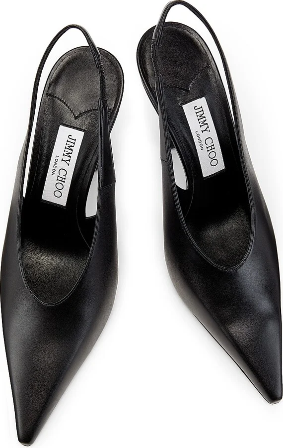 Women's Isa 95MM Leather Slingback Pumps - Black - Size 6 - Image 4