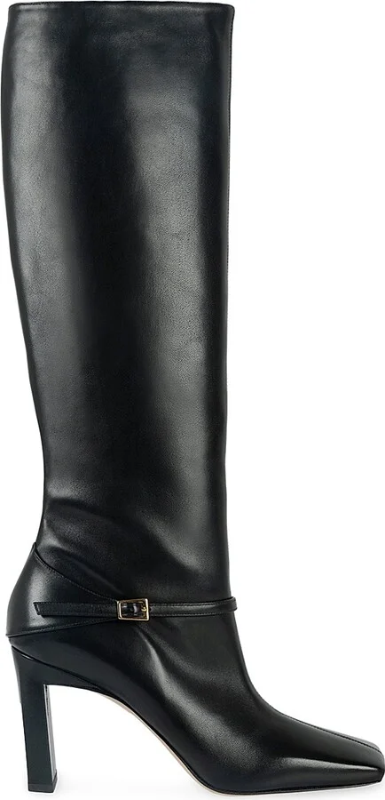 Women's Isa Tall Leather Buckle Boots - Black - Size 10