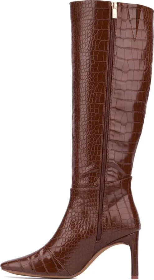Women's Isabelle Croc Embossed Knee-High Boots Dress Boots - Image 6