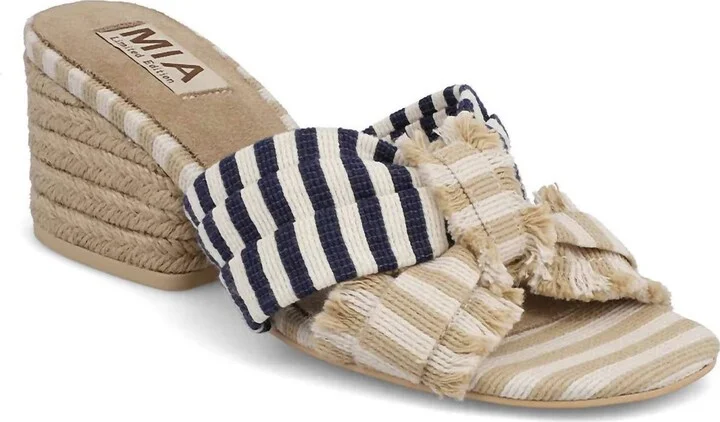 Women's Isandra Raffia Bow Heel Sandal In Navy