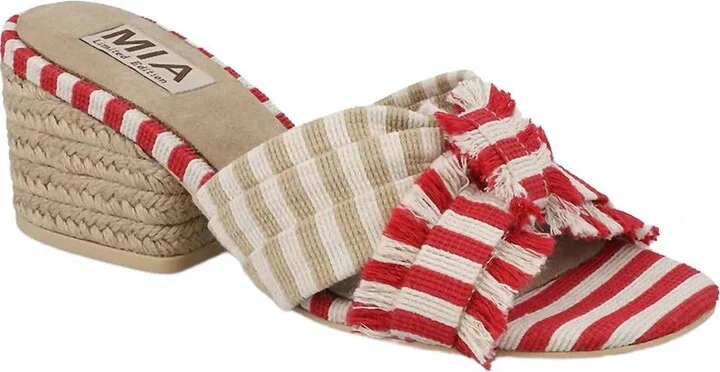 Women's Isandra Raffia Bow Heel Sandal In Red