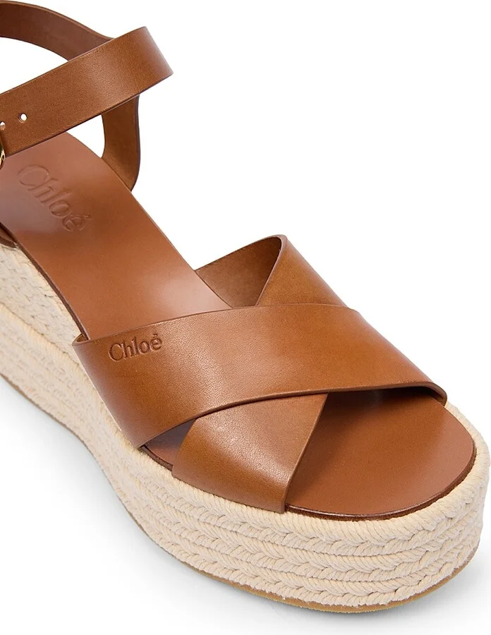 Women's Isla Leather Wedge Sandals - Ginger Brown - Size 6 - Image 5