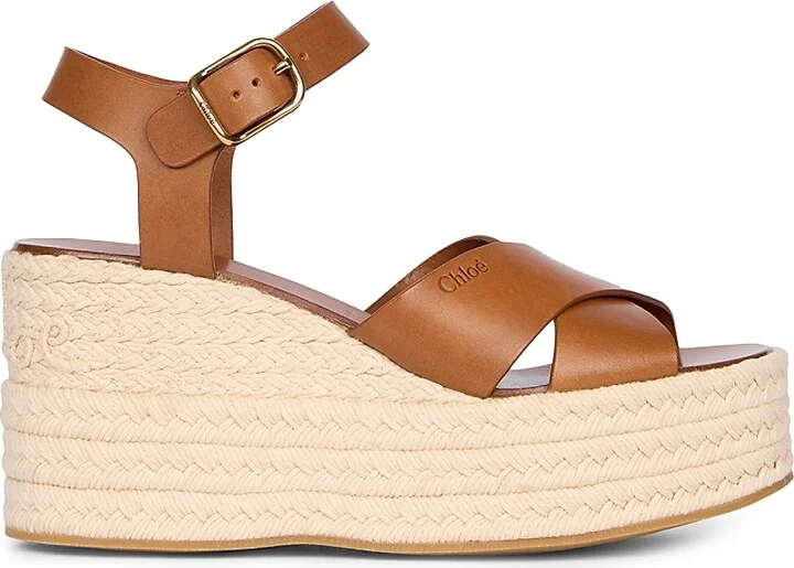 Women's Isla Leather Wedge Sandals - Ginger Brown - Size 6