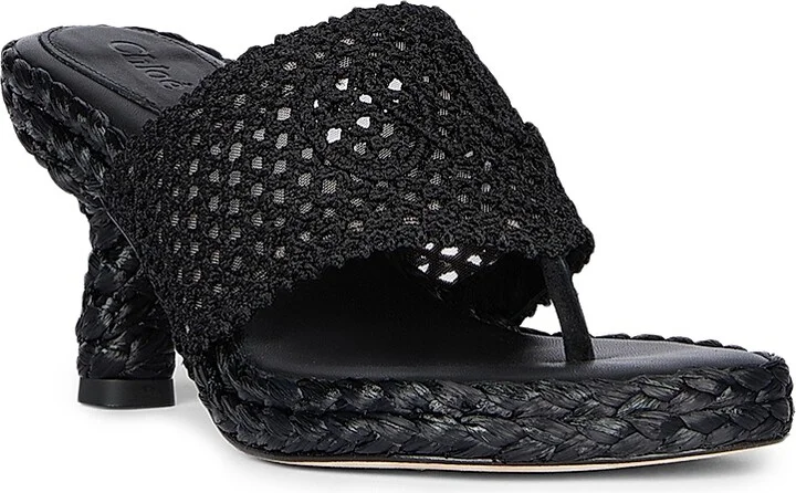 Women's Isla Woven Thong Sandals - Black - Size 5 - Image 2