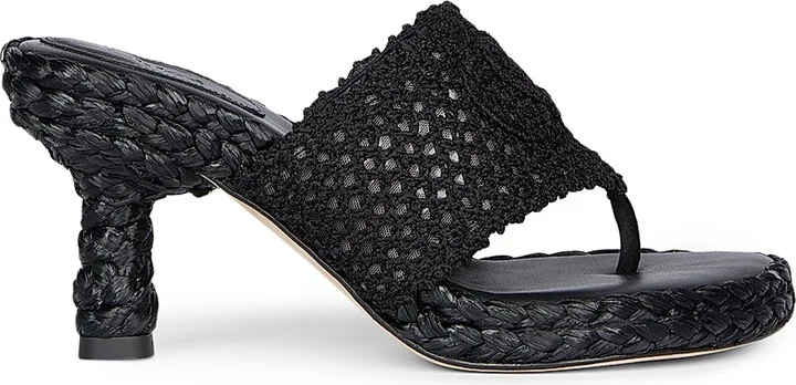 Women's Isla Woven Thong Sandals - Black - Size 5