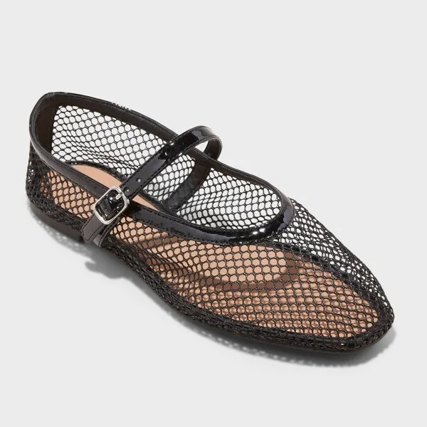 Women's Issa Mesh Mary Jane Ballet Flats with Memory Foam Insole - A New Day™ : Medium Width, Closed Almond Toe, Pull-On Style
