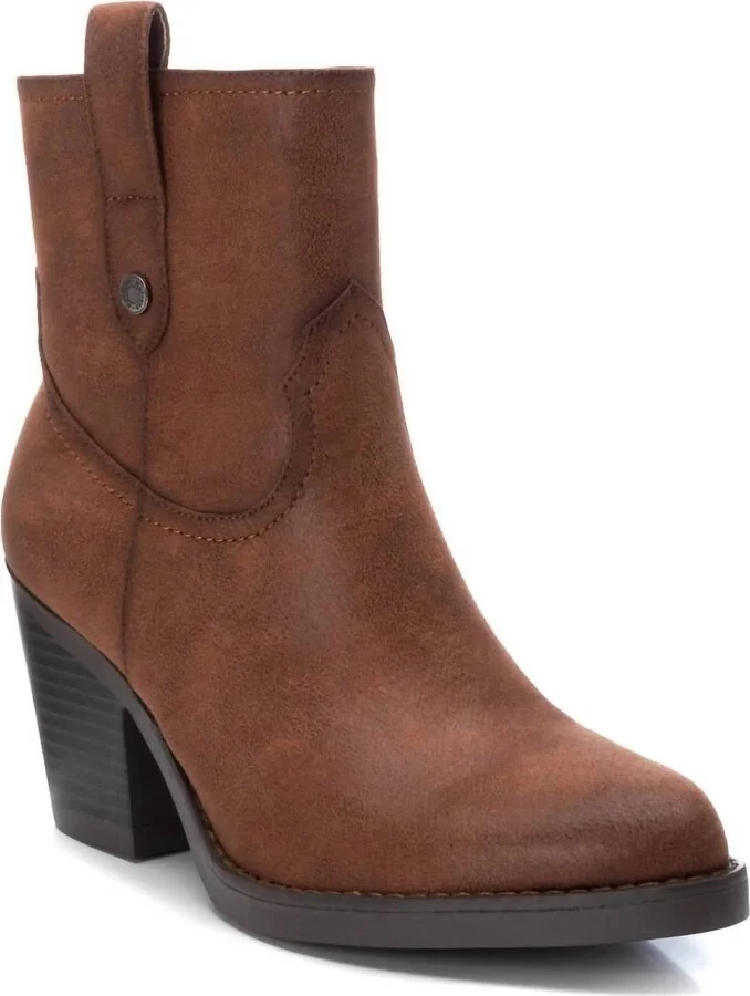 Women's Italian Western Booties In Camel