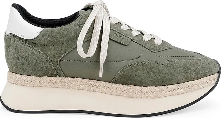 Women's Ivone Suede & Nylon Platform Sneakers - Khaki Suede - Size 5
