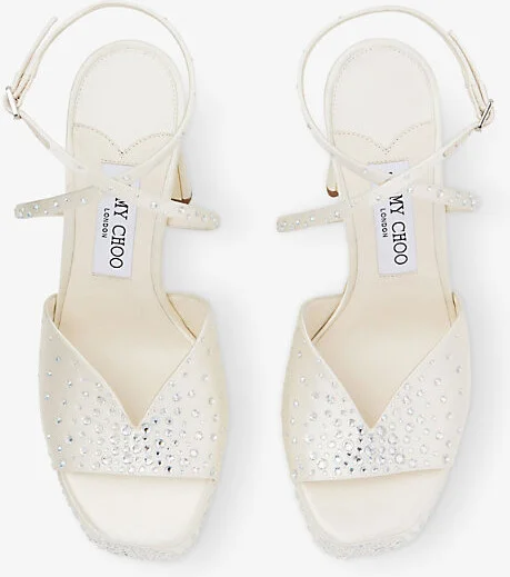 Womens Ivory/Crystal Karli 125 Crystal-Embellished Satin Platform Heeled Sandals Eur 40 / 7 Uk Women - Image 2