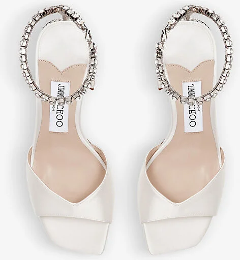 Womens Ivory/Crystal Saeda 85 Crystal-Embellished Satin Heeled Sandals Eur 39 / 6 Uk Women - Image 2