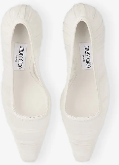 Womens Ivory/Ivory Lotta 100 Ruched Tulle Heeled Pumps Eur 38/5 Uk Women - Image 2
