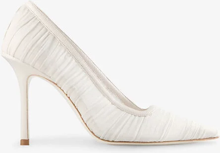 Womens Ivory/Ivory Lotta 100 Ruched Tulle Heeled Pumps Eur 38/5 Uk Women