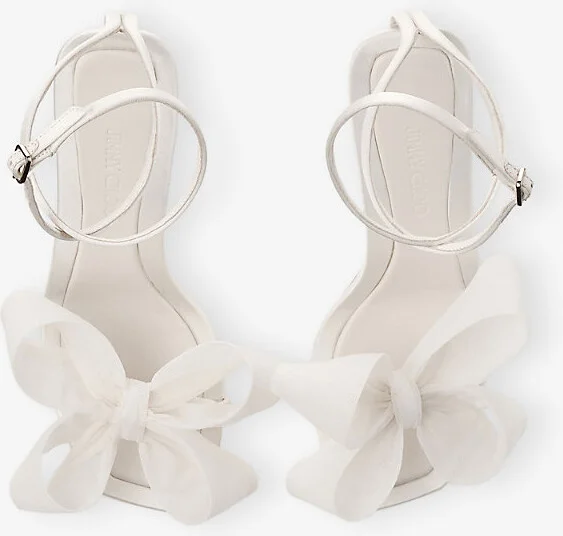 Womens Ivory/Ivory Staz 90 Mesh-Bow Satin Heeled Sandals Eur 39.5 / 6.5 Uk Women - Image 2