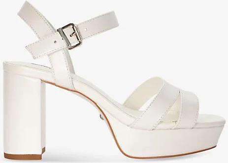 Womens Ivory-Leather Madewithlove Cross-Strap Platform Leather Heeled Sandals Eur 39 / 6 Uk Women